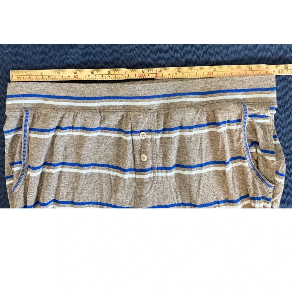 Alfani Intimates Pajama Set Medium Blue Grey Striped Long Sleeve Joggers Lounge